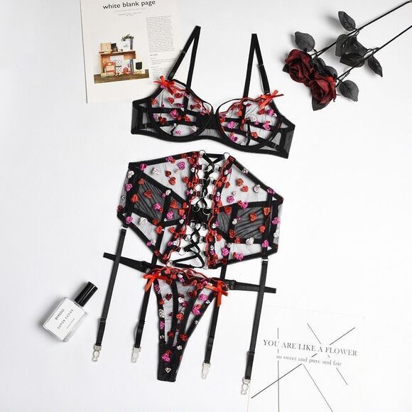❤️ valentines collection - NEW Erotic cupid embroidery lingerie set - Picture 8 of 9